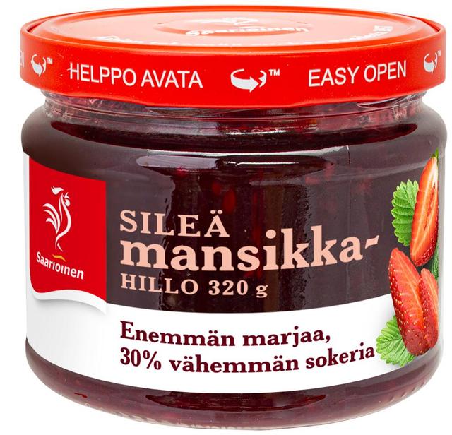 Saarioinen Mansikkahillo sileä vähemmän sokeria 320g