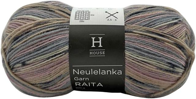 House sukkalanka Raita-kuvio 100 g pastellivärit Pink/grey/white/beige 82452