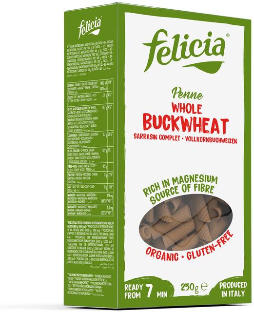 Felicia Bio 250g tattarijauhoista valmistettu pennepastamakaroni luomu, gluteeniton