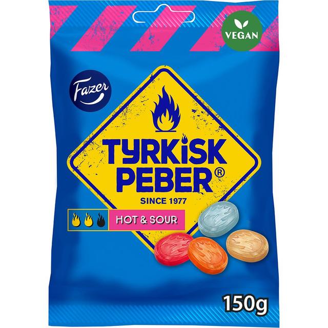 Fazer Tyrkisk Peber Hot & Sour salmiakkihedelmä karkkipussi 150g