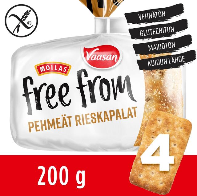 Vaasan Moilas Free From Pehmeät Rieskapalat  200 g 4 kpl gluteeniton rieska