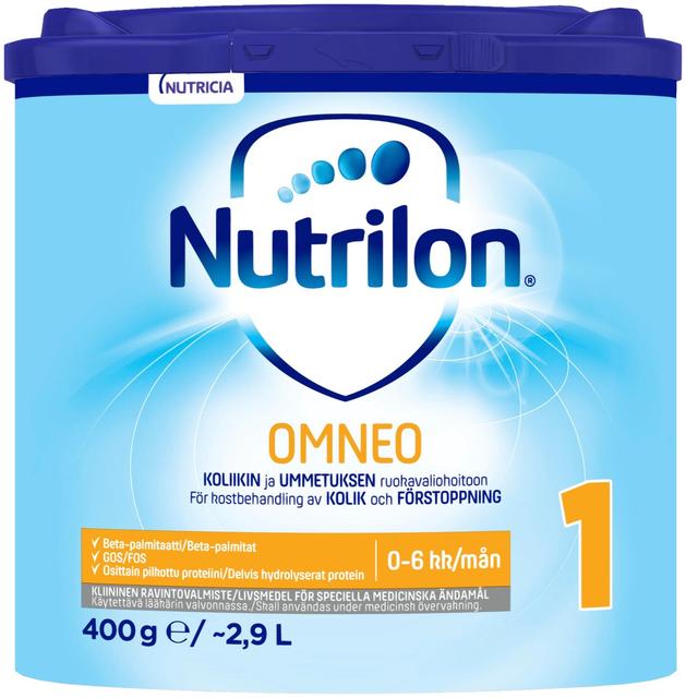 Nutrilon Omneo 1 400g, kliininen ravintovalmistejauhe imeväisikäiselle, 0-6 kk.