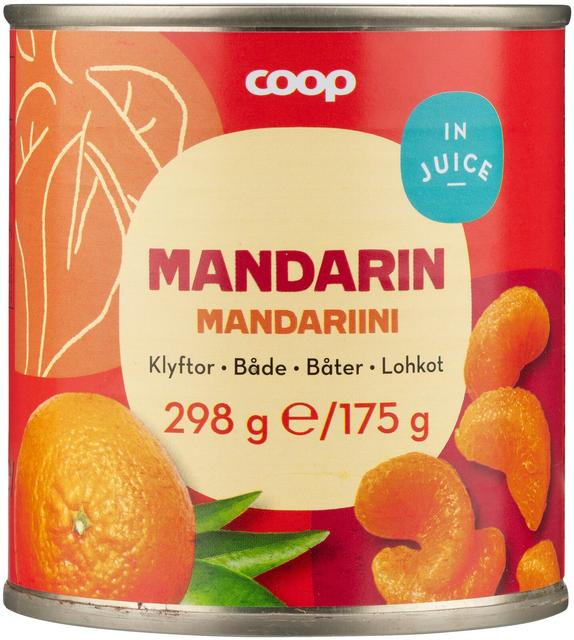 Coop mandariinilohkot mehussa 298/175 g