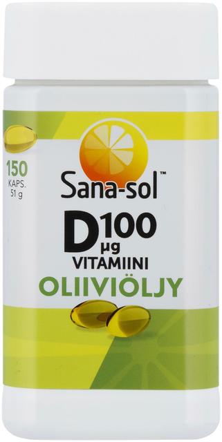 Sana-sol D-vitamiini 100µg Oliiviöljy kapseli 150kaps/51g