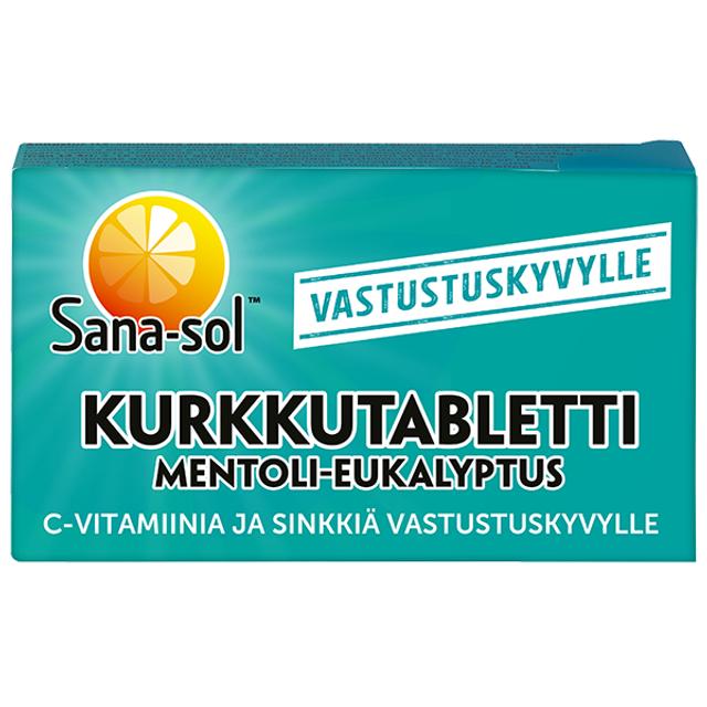 Sana-sol Mentoli-Eukalyptus sokeriton kurkkutabletti ravintolisä 16kpl / 48g