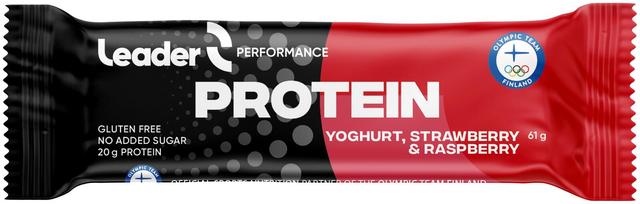 Leader Performance Protein Yoghurt, Strawberry & Raspberry jogurtti-mansikka-vadelma proteiinipatukka 61 g