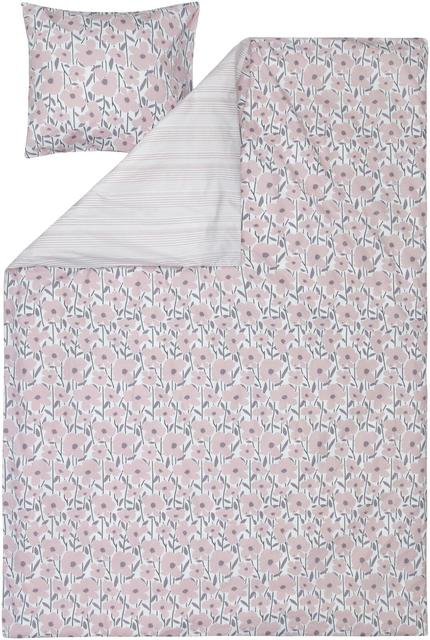 House pussilakanasetti Flower/stripe 150x210 cm, vaaleanpunainen