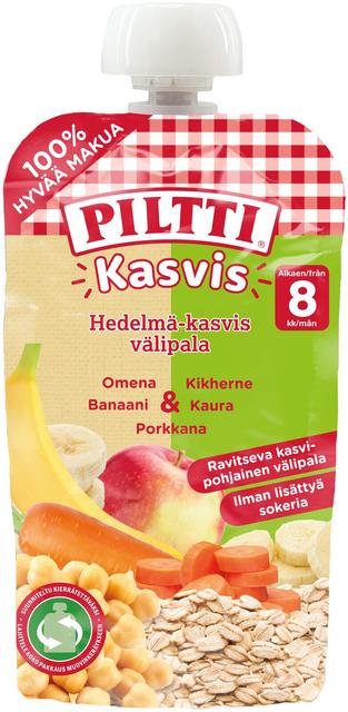Piltti Kasvis 110g Hedelmä-kasvis välipala omena-banaani-porkkana-kikherne-kaura Luomu