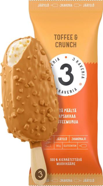 3 Kaveria Toffee & Crunch jäätelöpuikko 110ml/80g