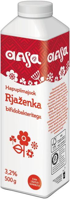 Hapupiimajook Rjaženka bifidobakteritega rasvasus 3,2%, 500g