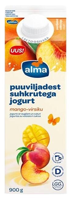 Alma jogurt mango-virsik puuviljadest suhkrutega laktoosivaba 900g