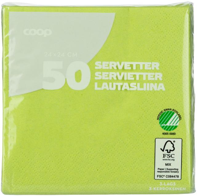 Coop lautasliina lime 24x24cm 50kpl