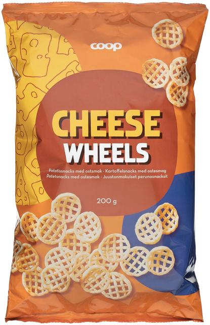 Coop Cheese Wheels juustonmakuiset perunasnacksit 200 g