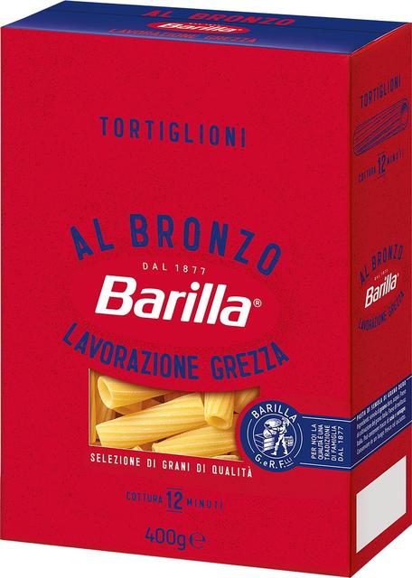 Barilla Al Bronzo Tortiglioni durumvehnästä valmistettu pasta 400g