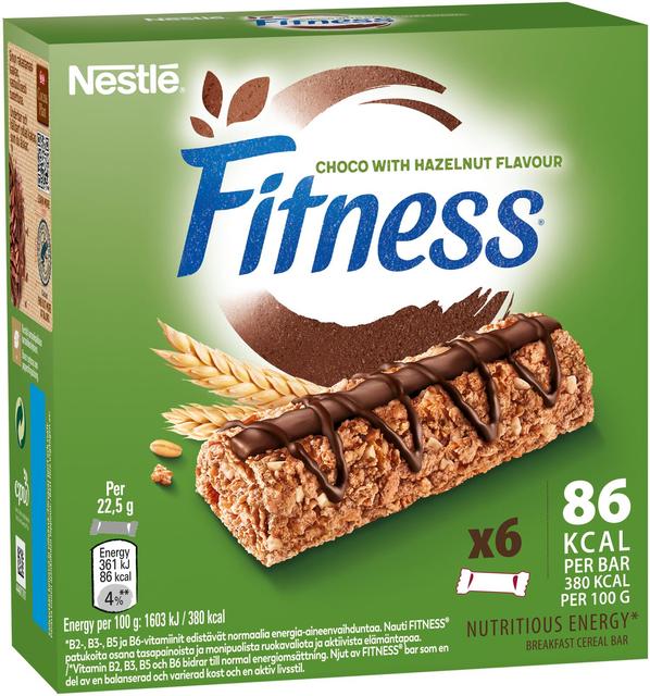 Fitness 6x22.5g Hazelnut viljapatukka monipakkaus