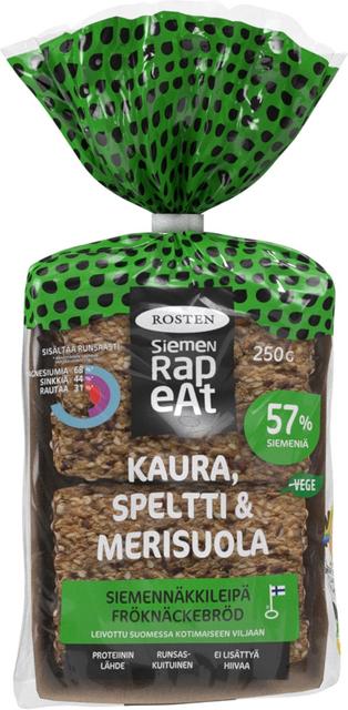 Rosten Kaura, speltti & merisuola siemennäkkileipä 12kpl 250g
