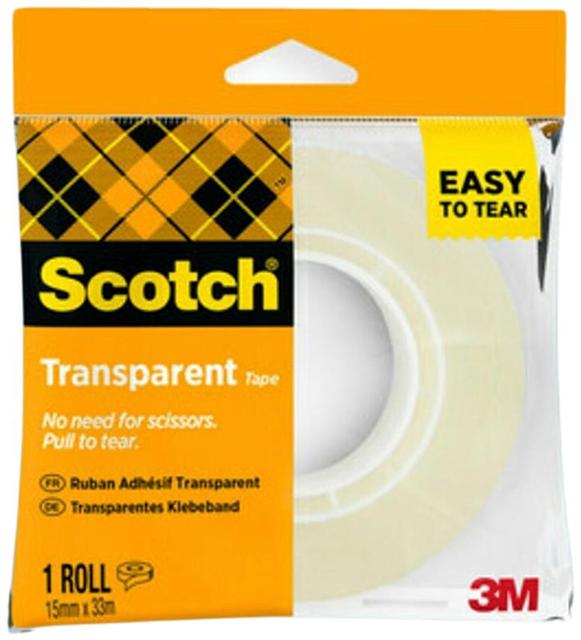 Scotch® 508 läpinäkyvä teippi, helppo katkaista, 15 mm x 33 m, 1 rulla/pakkaus