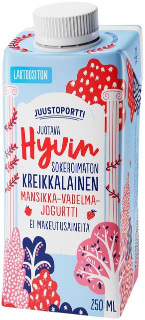 Juustoportti Hyvin kreikkalainen juotava jogurtti 250 ml mansikka-vadelma laktoositon