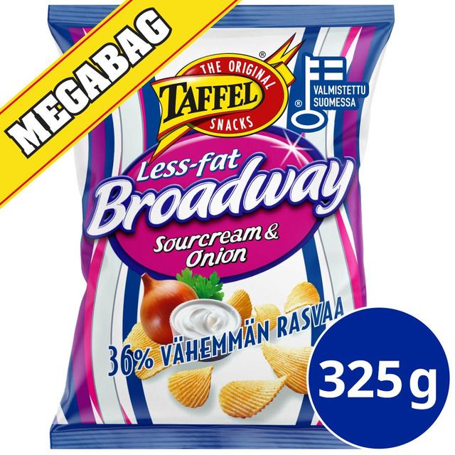 Taffel Broadway less fat sourcream & onion maustettu sipsi 325g