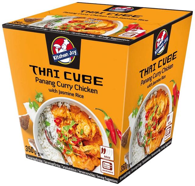 350g Kitchen Joy Thai-Cube Panang curry -kanaa ja jasmiiniriisiä, pakasteateria