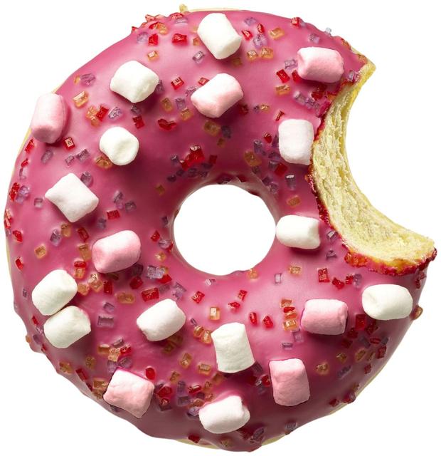 Donut Worry Be Happy mansikanmakuinen vaahtokarkki donitsi 58g