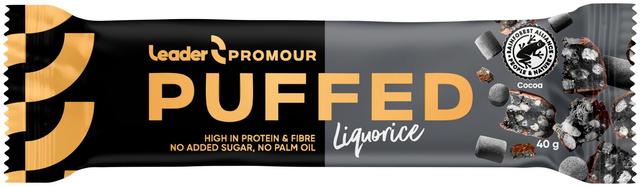 Leader Promour Puffed Liquorice riisisuklaaproteiinipatukka 40 g