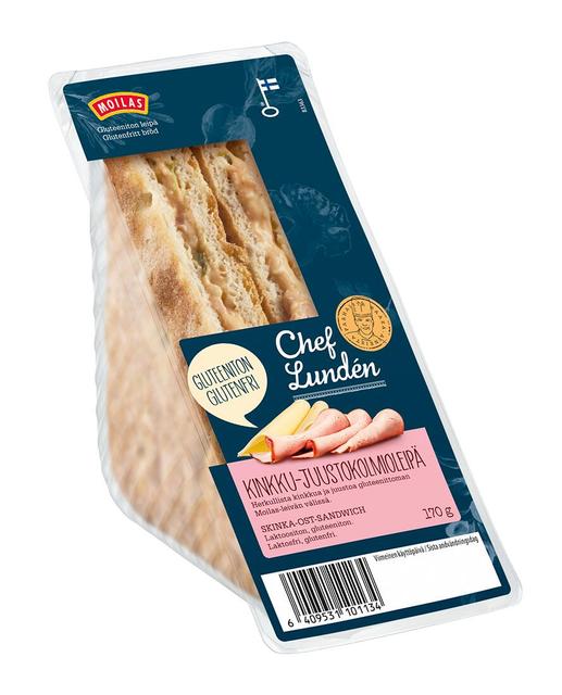 Chef Lundén Gluteeniton Kinkku-juustokolmioleipä 170g