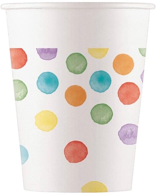 FSC Paper Cup 200ml Multiwatercolor Dots 8 kpl
