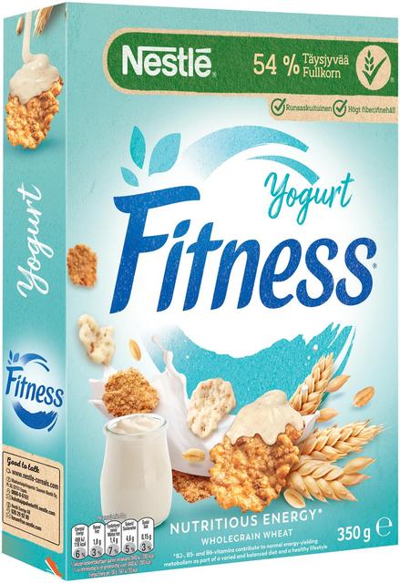 Nestlé Fitness 350g Yogurtflakes hiutaleita täysjyvävehnästä-, -kaurasta ja riisistä sekä jogurttikuorrutettuja hiutaleita