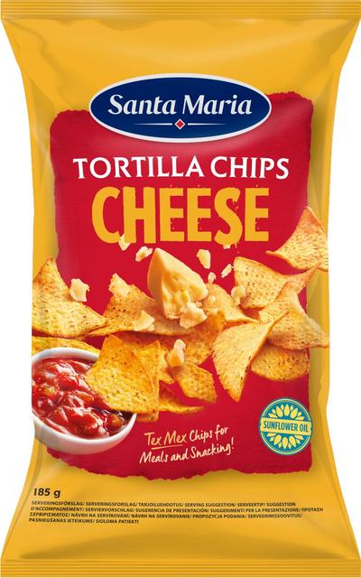 Santa Maria Tortilla Chips Cheese juuston makuiset maissitortillalastut 185 g