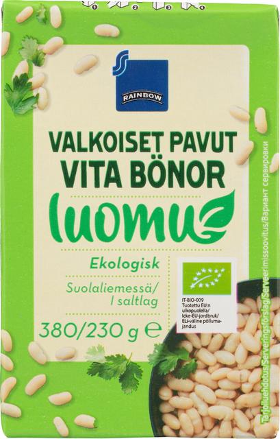 Rainbow valkoiset pavut suolaliemessä luomu 380/230 g