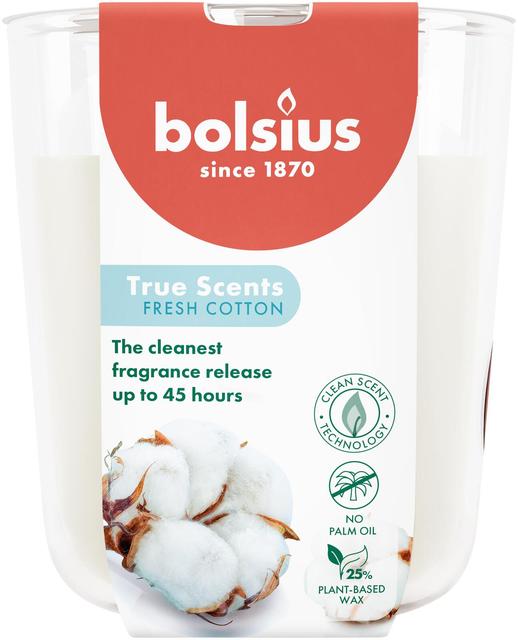 Bolsius True Scents – tuoksukynttilä lasissa – Fresh Cotton – suuri