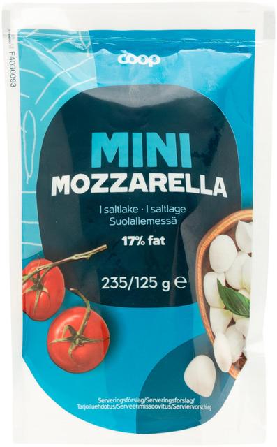 Coop mozzarellakirsid soolvees 17% rasva 125g