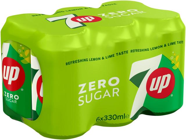 6 x 7UP Zero Sugar virvoitusjuoma 0,33 l