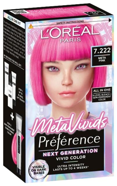 L'Oréal Paris Préférence Metavivids Pink 7.222 vaalennus ja sävyte  1kpl