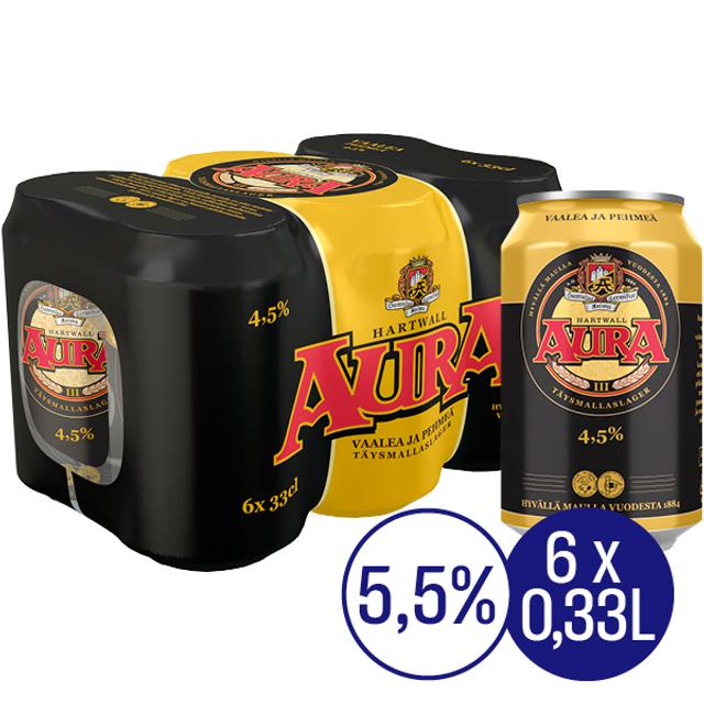 6 x Aura olut 4,5% 0,33 l