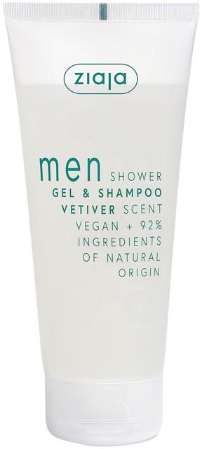 Ziaja Men 2in1 suihkugeeli-shampoo vetiver 200 ml vegaaninen