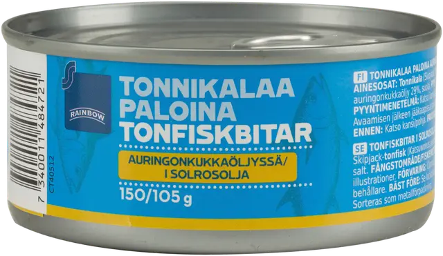 Rainbow 150/105g tonnikalaa paloina auringonkukkaöljyssä