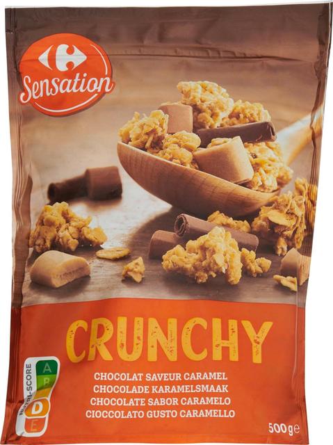 Carrefour Sensation Crunchy Chocolat saveur caramel muromysli 500 g