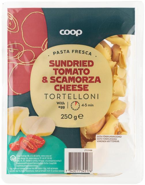 Coop Tortelloni tuorepasta aurinkokuivattu tomaatti & juusto 250 g