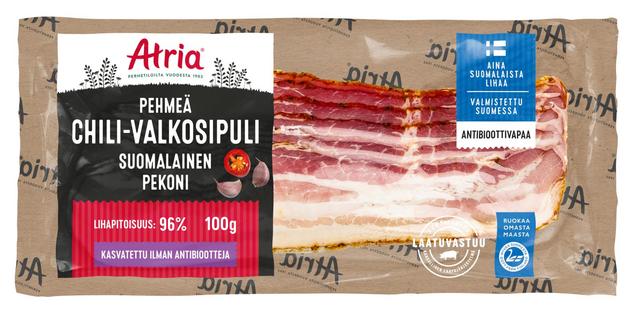 Atria Suomalainen Pekoni pehmeä chili-valkosipuli 100g