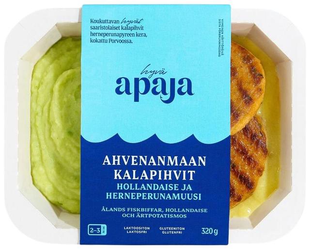 Hyvä Apaja Ahvenanmaan kalapihvit, hollandaise ja herneperunamuusia 320g