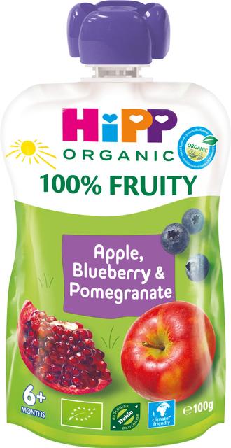 HiPP 100g Luomu Smoothie omenaa, mustikkaa ja granaattiomenaa soseena 6kk