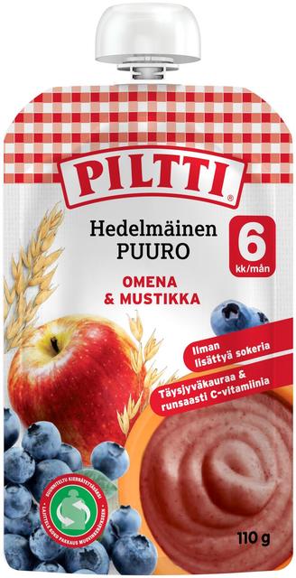 Piltti 110g Hedelmäinen Puuro Omena-mustikka 6kk annospussi