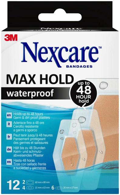 Nexcare™ Max Hold Waterproof -laastarit, lajitelma, 12 kpl