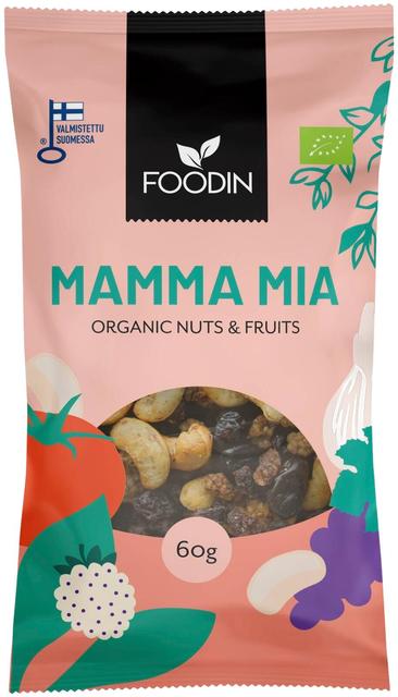 Foodin Nuts & Fruits, Mamma Mia, luomu 60 g