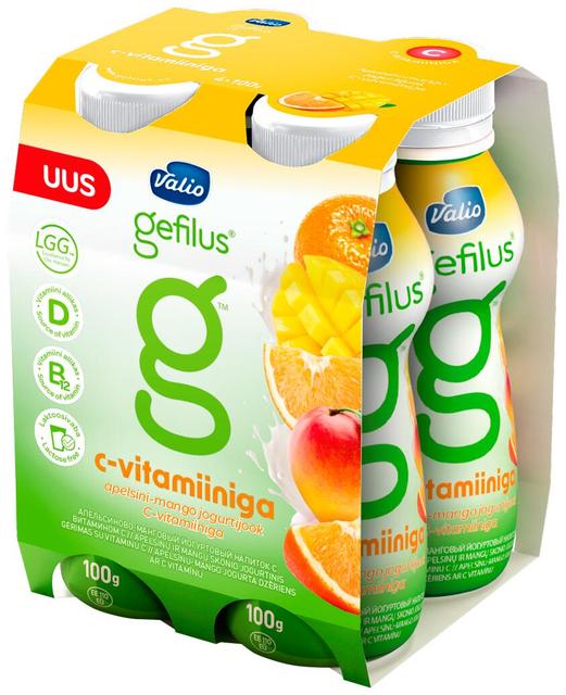 Gefilus jogurtijook apelsini-mango C-vitamiiniga laktoosivaba 4x100g