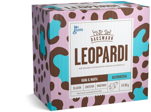 Dagsmark LEOPARDI kotimainen kissan täysravinto kanaa ja nautaa kastikkeessa 8 x 80 g