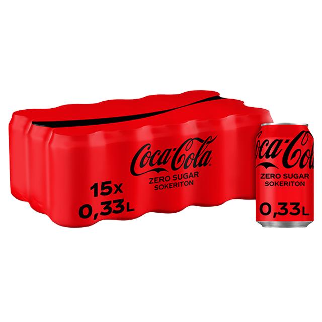 15-pack Coca-Cola Zero Sokeriton virvoitusjuoma tölkki 0,33 L