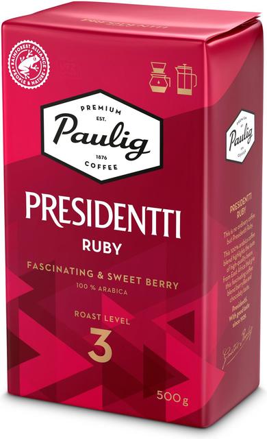 Paulig Presidentti Ruby kahvi suodatinjauhatus 500g